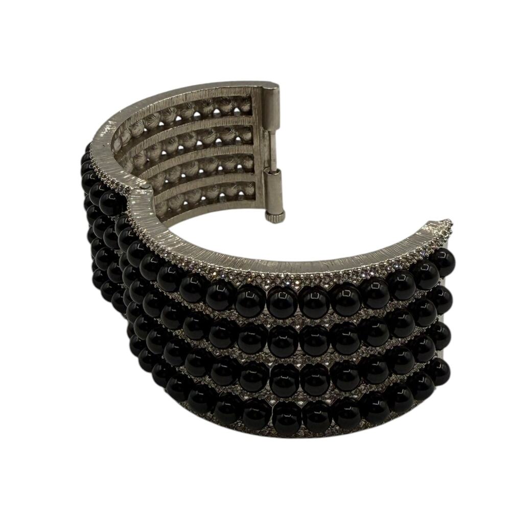 Chanel Multi Strand Bead and Crystal Silver Cuff - Picture 10 of 12